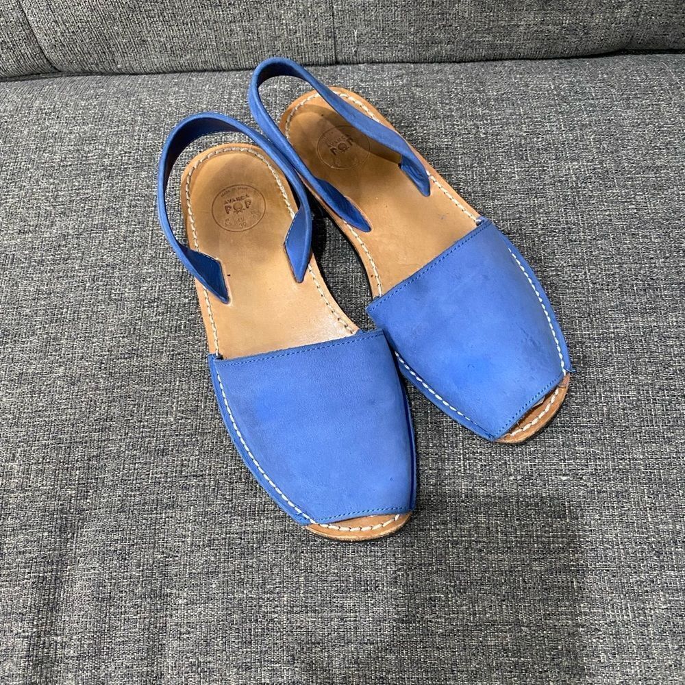 Avarca Blue Leather Sandals Women Size 6.5